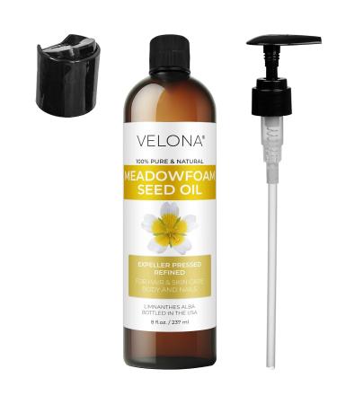 Velona Meadowfoam Seed Oil 8 Fl Oz | 100% Pure Carrier Oil for Cooking Skin Hair & Body Moisturizing | Cold Pressed & Refined - Buy Online on GoSupps.com