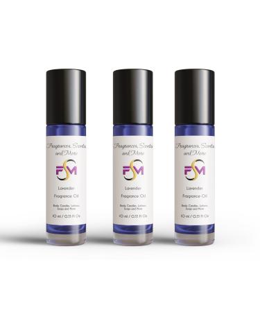 Lavender Perfume/Body Oil - 3 Bottles 0.33 Fl Oz Glass Roll On (10ml) 0.33 Fl Oz (Pack of 3)