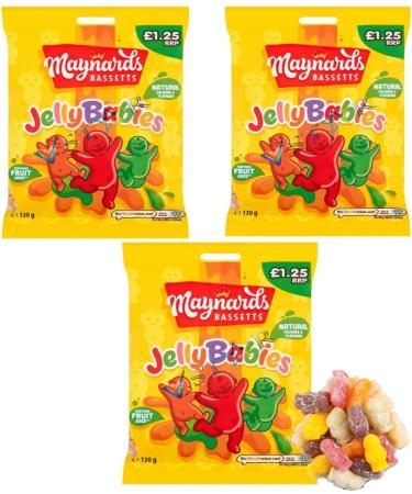 3 x Maynards Bassetts Jelly Babies Sweets Bag 1.25 PMP 130g - Buy Online on GoSupps.com