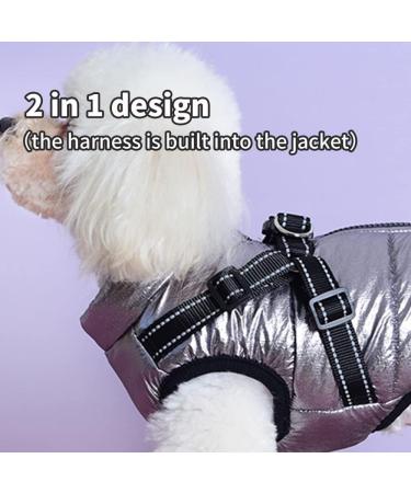 2 in 1 Dog Coat with Harness | Warm Winter Jacket for Large Dogs XL | Silver Pet Vest - International Shipping Available - Buy Online on GoSupps.com