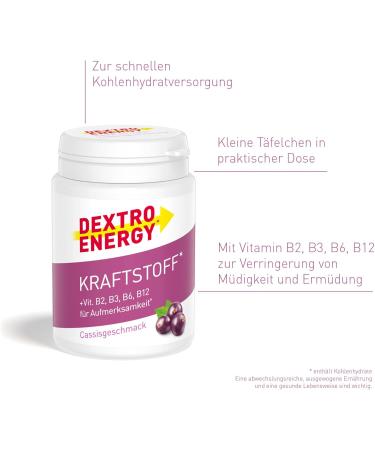 Dextro Energy Fuel Cassis + B Vitamins - 6x68g Pack | Quick Energy & Focus Boost - Buy Online on GoSupps.com