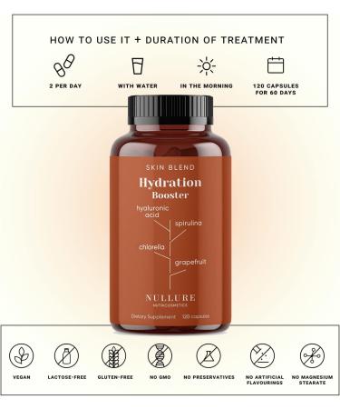 Hialuronic Acid Capsules | Hydrating Formula Anti-Wrinkle Prevention | Vegan | Pure Hyaluronic Acid + Spirulina + Chlorella + Vitamin B3 + Black Radish + Grapefruit | 120 Capsules (2 Months) - Buy Online on GoSupps.com