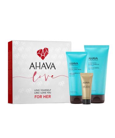 AHAVA Kit For Her Includes Sea-Kissed Mineral Hand Cream Sea-Kissed Shower Gel and 24K Gold Mineral Mud Mask
