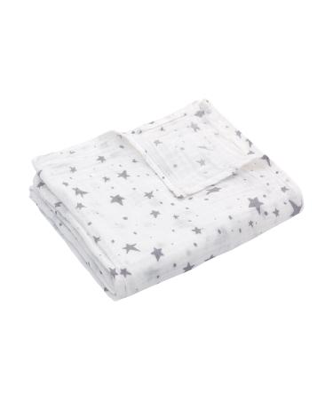 Miracle Baby muslin blanket swaddle Cotton Summer 110x150cm 115x150cm for Boys Girls Grey Starsa Layer 115 x 150 cm