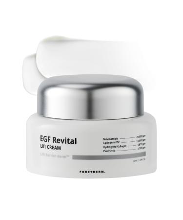 Foretderm EGF Revital Lift Cream Anti Aging Moisturizer With Liposome EGF Niacinamide Hyaluronic Acid Ceramide Panthenol Hydrating Barrier Repair Korean Face Cream for Sensitive Skin 1.7 Fl Oz