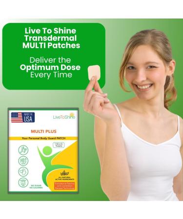 Live To Shine Multi Plus Patch 30-Day Supply USA-Made Topical Wellness Patch for Women & Men Vegan Sugar-Free Gluten-Free Non-GMO Daily Energy & Immune Support - Buy Online on GoSupps.com