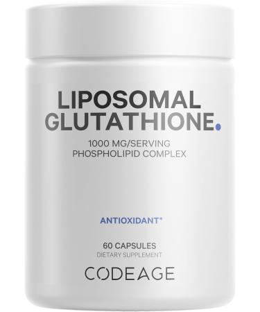 Codeage Liposomal Glutathione 1000 mg, GlutaONE Antioxidant Phospholipid Complex, L-Glutathione Reduced Capsules Supplement, Non-GMO Sunflower Oil & Lecithin Essential Phospholipids, Vegan, 60 ct