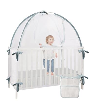 YOMECHEO Baby Crib Tent, Baby Safety Net for Cribs to Keep Baby from Climbing Out, Stable Structure Design with Strong Rods, See-Through Mesh Crib Mosquito Net