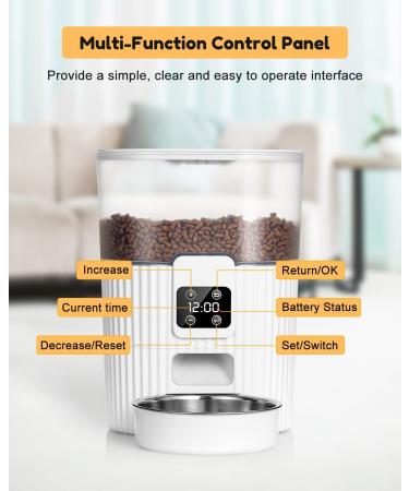 3.5L Automatic Cat Feeder with Dual Power Supply | Pet Dry Food Dispenser | Dog Feeder with Desiccant & Stainless Steel Bowl A1 - Buy Online on GoSupps.com