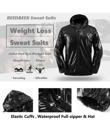 Reedbeek Professional Anti-IP Sauna Suit - Weight Loss Jacket & Pants for Boxing MMA Training | Unisex Black L - Buy Online on GoSupps.com