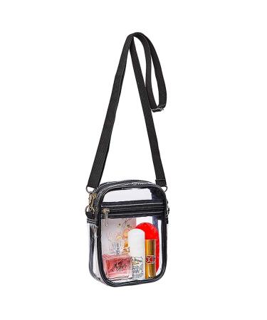 Clear Crossbody Purse Bag, Stadium Approved for Concerts, Festivals S-black