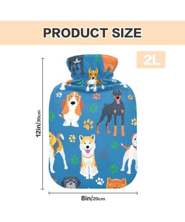 Hot Water Bottles with Dog Cover - 2L Pain Relief Bags for Pregnant Women & Bed Warmer - Buy Online on GoSupps.com