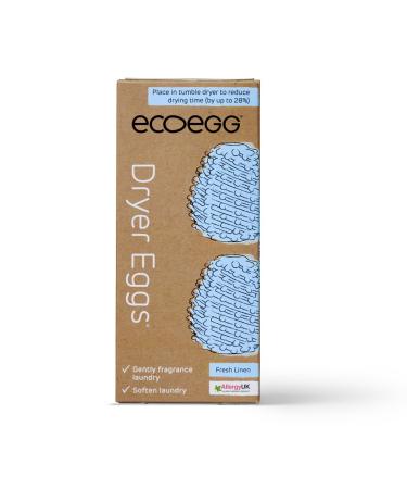 Ecoegg Dryer Egg | Reduces Drying Time | Tumble Dryer Balls replacement | Freshens and Softens Clothes | Hypoallergenic | Fresh Linen | 2 Eggs | 4 fragrance sticks | Approx 40 Dries Fresh Linen Single - Buy Online on GoSupps.com