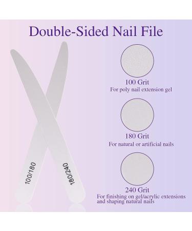 13 in 1 Professional Manicure Nail File Set - Double Sided 100/180 Grit, Cuticle Nippers, Pusher, Peeler, Cleaning Brush - Mery Board, Buffers - Purple - Buy Online on GoSupps.com