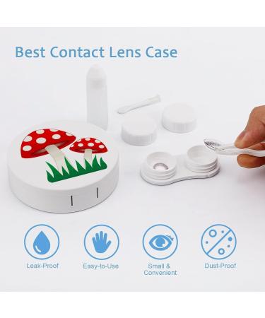 Red Mushroom Round Case for Contact Lens Kit - Stylish Storage Box with Mirror - International Shipping Available - Buy Online on GoSupps.com