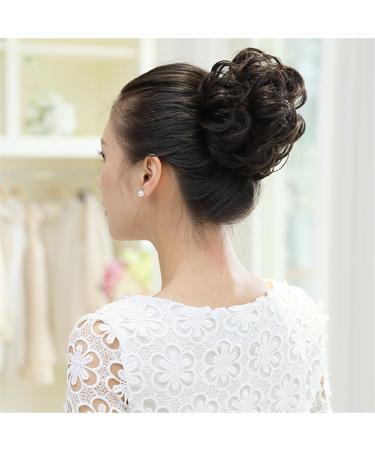 Light Brown Human Hair Scrunchie - Elastic Bun Updo Chignon Curly Accessory for Women - Buy Online on GoSupps.com