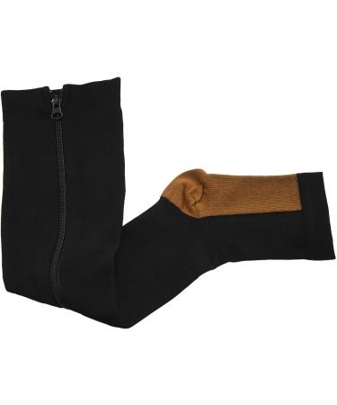 Shuimitao Compression Stockings - Open Tip Varicose Veins Support Nylon Zipper Knee-High Socks in Black & Tongue Sizes L/XL & XXL - Comfortable Elastic Wear for Enhanced Circulation - Buy Online on GoSupps.com