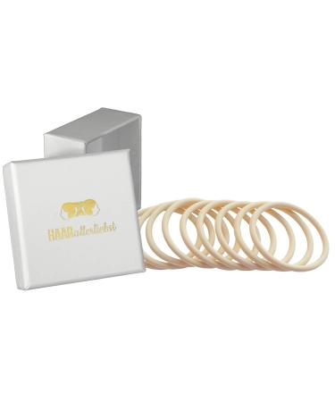 Haarlersliebst unisex silicone hair tie 9 pieces - Premium hair tie braiding rubber yellow ultra strong hold - men & men & girls - hair ties sports - hair accessories incl. Box for storage box color: white