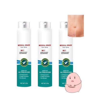 NEtfen Scar Remove Medical Grade Scar Spray Scar Removal Advanced Scar Spray for All Types of Scars Scar Removal Spray Scar Treatment Spray Acne Scars and Dark Spaot Remover (Size : 3 Bottles)