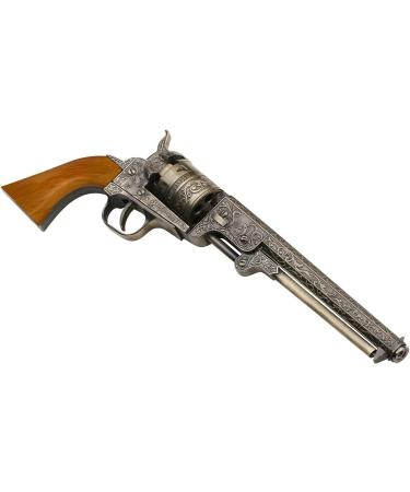 BladesUSA Decorative Western Revolver with Display Stand - 13-inch Navy Revolver with Ornate Engravings - SMB-110 Collectible Cosplay - Buy Online on GoSupps.com
