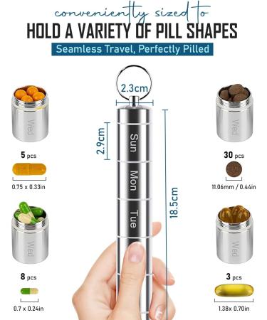 Weekly Pill Organizer - Aluminum 7 Day Travel & Daily Medication Organizer for Fish Oil Vitamins & Supplements (Black - Buy Online on GoSupps.com
