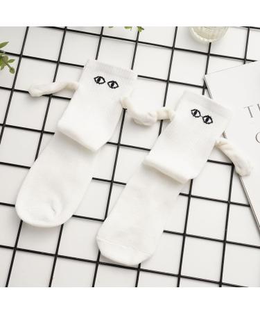 Novelty Magnetic Suction 3D Doll Couple Socks | Funny Holding Hands Design | Breathable Cotton | 1 Pair White - Buy Online on GoSupps.com
