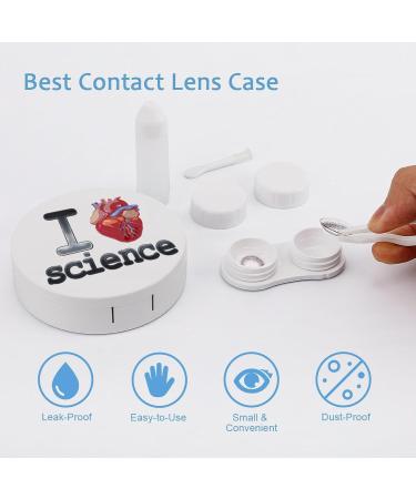 Buy I Love Science Heart Cute Contact Lens Case - Portable Round Storage Box with Mirror for Daily Outdoor Use - Buy Online on GoSupps.com