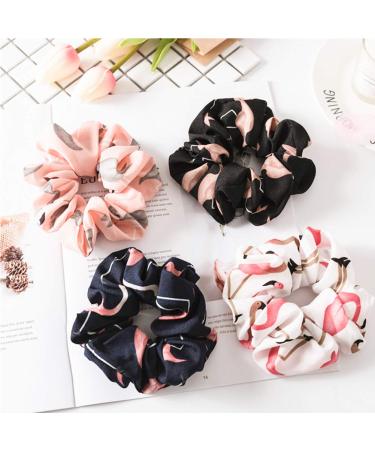 Colorful Flamingo Pattern Hair Ties for Girls & Women - Soft Elastic Ponytail Holders in 4 Stylish Designs - Buy Online on GoSupps.com