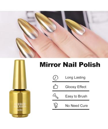 Buy 8ml Golden Mirror Nail Polish | Reflective Mirror Effect Manicure | Gorgeous DIY Nail Lacquers - International Shipping Available - Buy Online on GoSupps.com