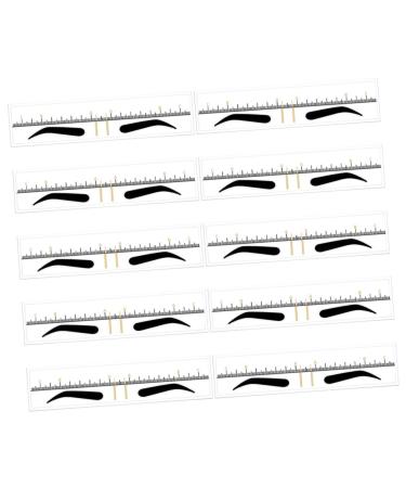 BIUDECO 50pcs Eyebrow Positioning Ruler Stickers Eyebrow Positioning Tool Eyebrow Stencils Measuring Ruler 18.00X3.80X0.10CM Yellow