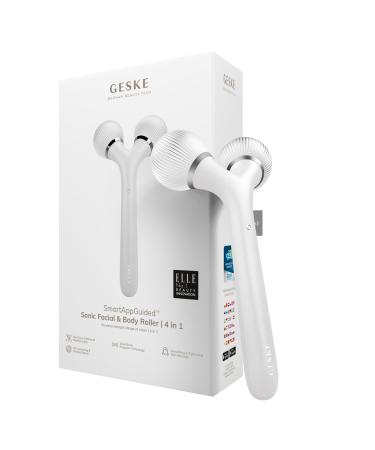 Geske |SmartAppGuided Sonic Facial & Body Roller |4 in 1 |Dermaroller |Device for face and body |Dermaroll |Professional facial scooter |Tightens and defines the body and face white
