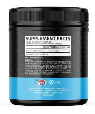 Micronized Creatine Monohydrate Supports Strength & Muscle Performance | Ultra-Pure Unflavored 60 Servings 300 Grams Made in USA Gluten-Free Non-GMO 10.58 Ounce (Pack of 1) - Buy Online on GoSupps.com