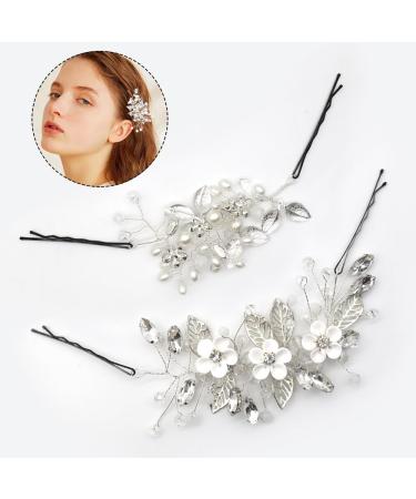 GOIYZTTR 2 Pieces Crystal Vines Flower Leaf Headpieces Bride Wedding Crystal Flower Vines HairPiece Elegant Silver Crystal Hair Accessories Suitable for Women and Girls - Buy Online on GoSupps.com