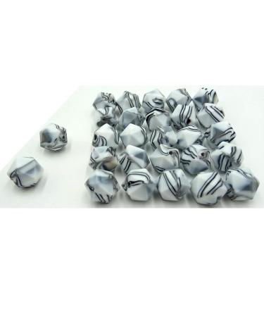 50pcs 14mm Silicone Icosahedron Pearl Beads in Zebra - DIY Mom Necklace Making Accessory - Buy Online on GoSupps.com