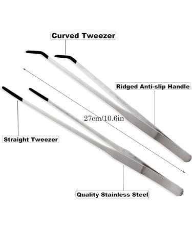 Evago 10.6 Stainless Steel Aquarium Tweezers | Curved & Straight Rubber-Tipped Feeding Pliers for Aquatic Plants & Reptiles - Buy Online on GoSupps.com