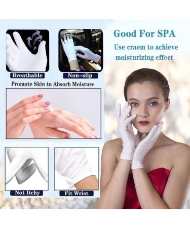 White Cotton Gloves 24 Pack - Washable Spa Moisturizing Gloves for Eczema & Sleeping - One Size Fits Most - Buy Online on GoSupps.com