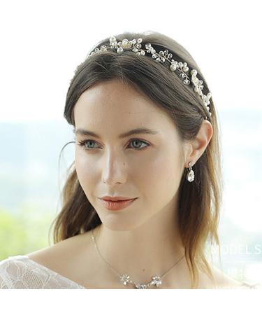 Bridal Hair Vine Crystal Pearls Flower Wedding Headpiece for Bridesmaids - Buy Online on GoSupps.com