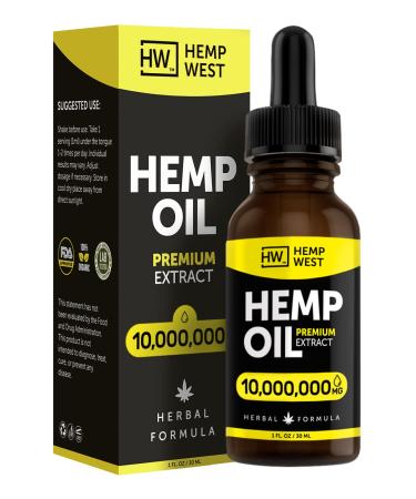 rganic Hemp Oil 10 000 000 mg - Natural Drops - Rich in Vitamins B, C, E & Omega 3, 6, 9 - Made in USA