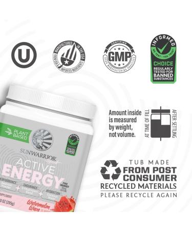 Sunwarrior Plant-Based Preworkout Powder - Hydration Blend with Coconut Water & Mushrooms | Sugar-Free Gluten-Free Dairy-Free | Watermelon Wave 30 Servings - Buy Online on GoSupps.com