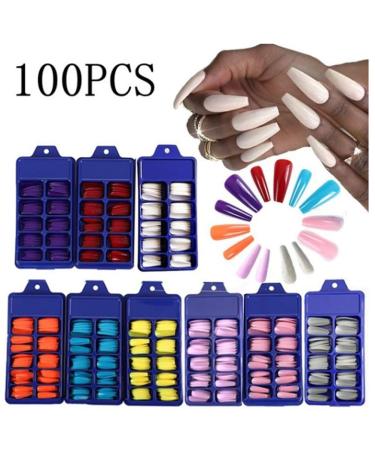 Ruixin 100pcs Coffin Nails - Long Artificial Ballerina False Nails 10 Sizes for DIY Nail Art | International Shipping Available - Buy Online on GoSupps.com
