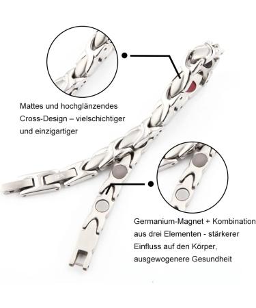 Shop Haqi Women's Magnetic Therapy Bracelet - Titanium Magnetic Jewelry X-Shaped Connection Silver 7.2 Inch - Powerful 5-Element Design for Enhanced Wellbeing - Buy Online on GoSupps.com