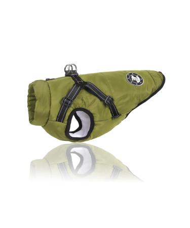 Luowan dog coat waterproof dog coat French bulldog warm vest with dog dishes various sizes dog jacket for small dogs (L green) L green green