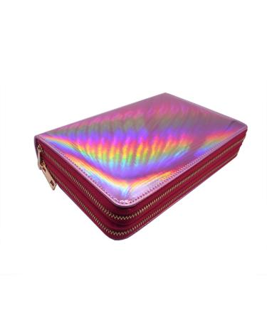 Nail stamp bracket 216 compartments rainbow laser design nail stamp set storage pink nail plate storage bag for round square and rectangular nail art stamp template - Buy Online on GoSupps.com