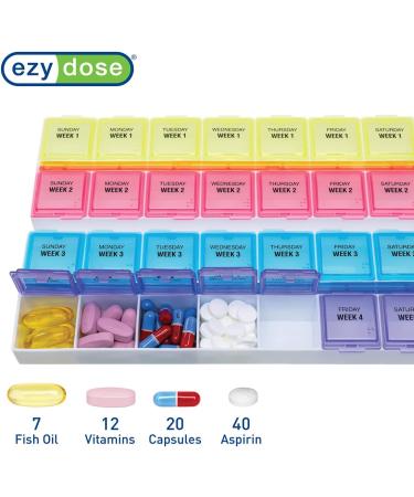 EZY DOSE 28-Day Pill Case | Medicine Planner & Vitamin Organizer | Large Compartments | BPA Free & Easy to Use - Buy Online on GoSupps.com
