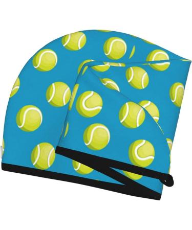Hair Towel Wrap - Quick Drying Turban with Button | Tennis Ball Design | Perfect for Easy Hair Drying - Buy Online on GoSupps.com