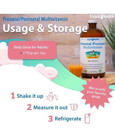LIQUIDHEALTH Prenatal/Postnatal Multiple Liquid Women's Multivitamin with Real Folate - Pre & Postnatal Vitamins for Before During After Pregnancy - Made in USA Vegan Sugar-Free Non-GMO (32 oz) 32 Fl Oz (Pack of 1) - Buy Online on GoSupps.com