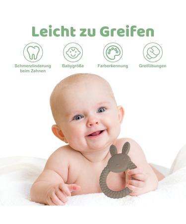 FIRDINK Silicone Baby Bite Rings - 2 Pack Teething Toys for Gums Relief & Massage | Rabbit Design - Buy Online on GoSupps.com