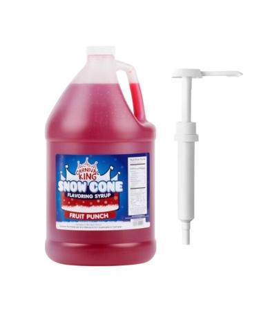 ZippySweets - Snow Cone Syrup - Fruit Punch Flavour 1 Gallon with Complimentary Pump Makes up to 128 Snow Cones Perfect Shaved Ice Syrup for Deliciously Fun Treats
