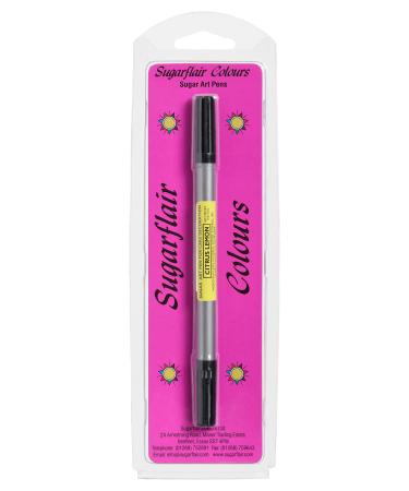 Sugarflair Citrus Lemon (Yellow) Edible Food Decorating Pen - Dual Tip Food Pens for Writing Messages & Drawing On Sugar Paste Marzipan Frosting Or Any Other Dry Smooth Surface