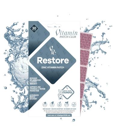 Vitamin Patch Club - Restore Zinc Patch Topical Patches Containing Restorative Ingredients to Reduce Inflammation Improve Immunity Promote Muscle Recovery & Supports Cell Growth (30 Patches)